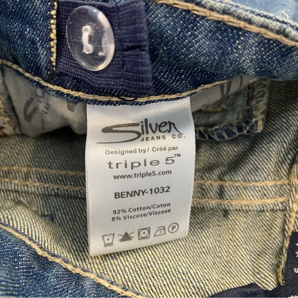 Classic silver Benny style Blue Denim Jeans NWT flap pockets ajustable waist 8 - Picture 7 of 14